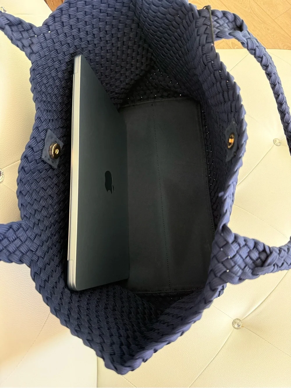 Braided Tote Bag in Navy Blue - Picture 7 of 7
